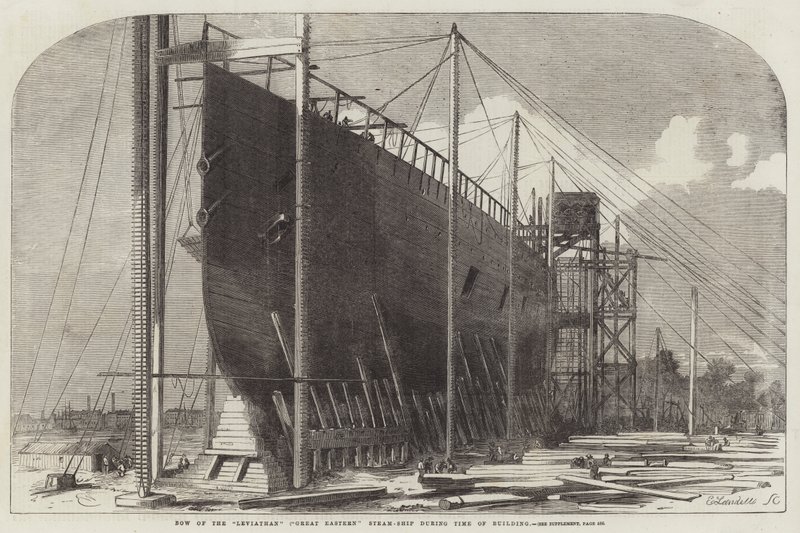 İnşa Süresi Sırasında Leviathan (Büyük Doğu) Buharlı Gemisinin Başı by Edwin Weedon