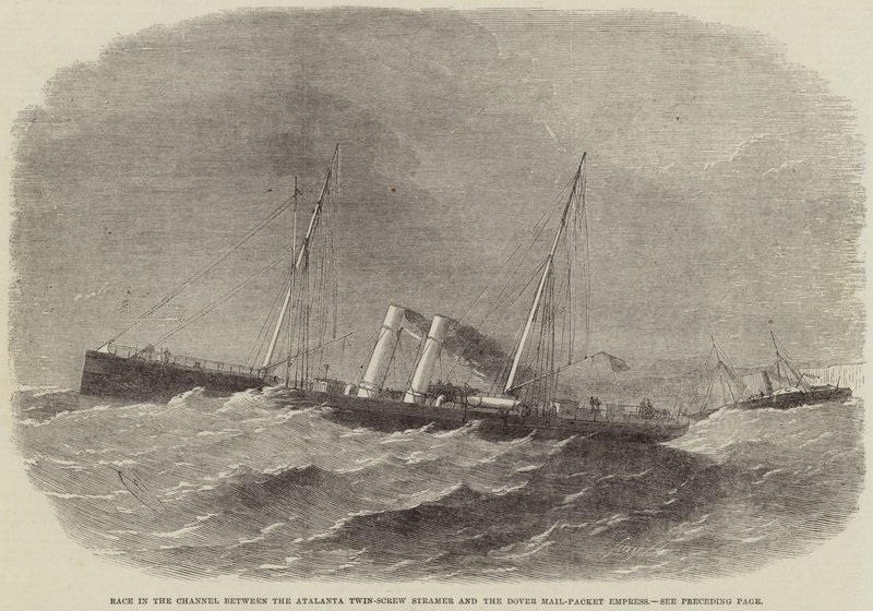 Atalanta Çift Vidalı Buharlı Pişirici ile Dover Posta Paketi İmparatoriçesi arasındaki Kanalda Yarış by Edwin Weedon