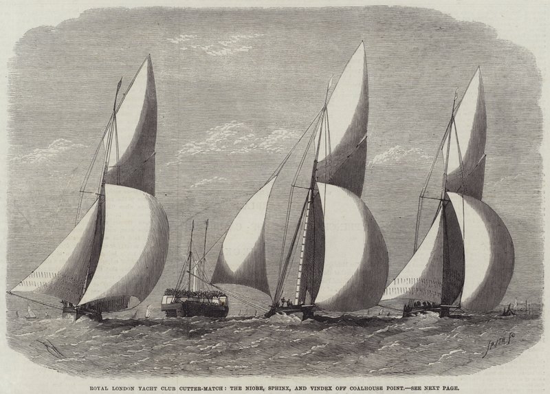 Royal London Yacht Club Cutter-Match, Niobe, Sphinx ve Vindex Coalhouse Point kapalı by Edwin Weedon