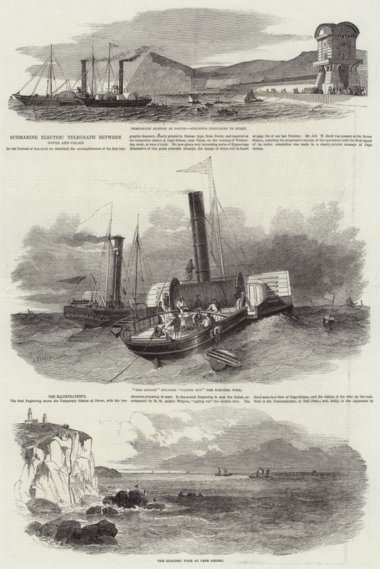 Dover ve Calais arasında Denizaltı Elektrikli Telgraf by Edwin Weedon