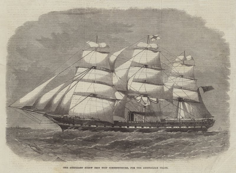Avustralya Ticareti için Yardımcı Vidalı Demir Gemi Somersetshire, by Edwin Weedon