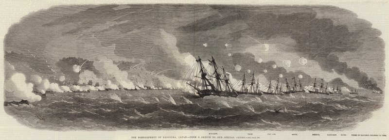 Kagoshima Bombardımanı, Japonya 1863 by Edwin Weedon