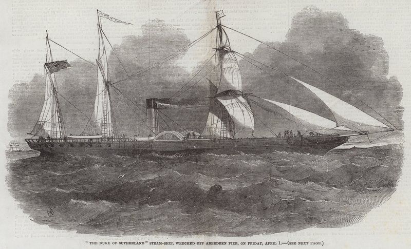 Sutherland Buharlı Gemi Dükü, 1 Nisan Cuma günü Aberdeen İskelesi'ni harap etti by Edwin Weedon
