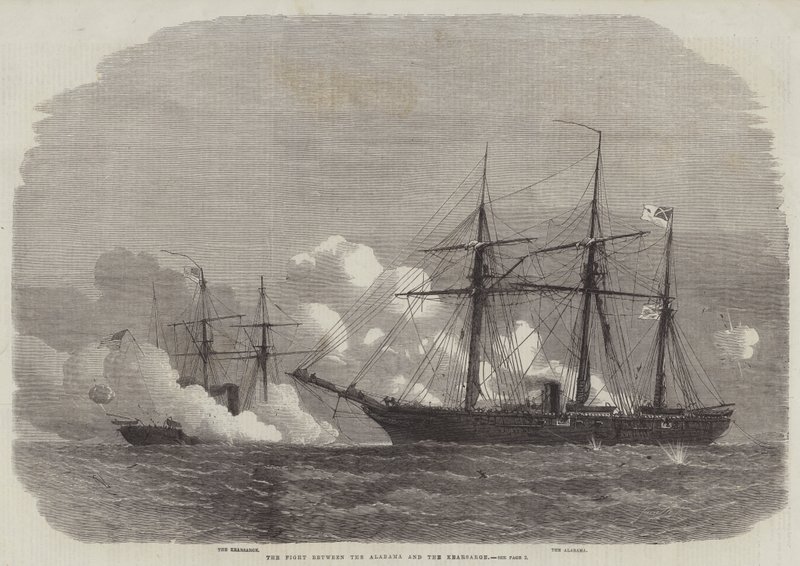 Alabama ve Kearsarge arasındaki Dövüş by Edwin Weedon