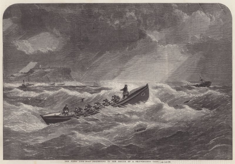 Filey Cankurtaran Teknesi, Batık Bir Mürettebatı Kurtarmaya Devam Ediyor by Edwin Weedon