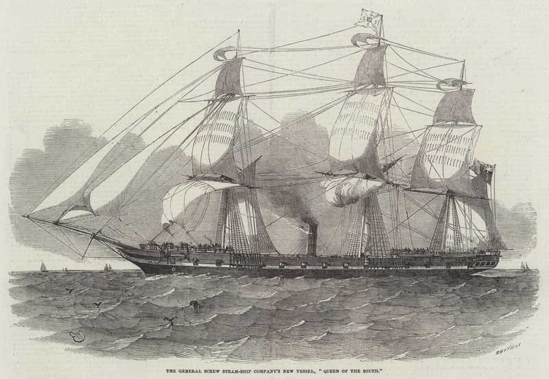 General Screw Steam-Gemi Şirketinin Yeni Gemisi, Güney Kraliçesi by Edwin Weedon