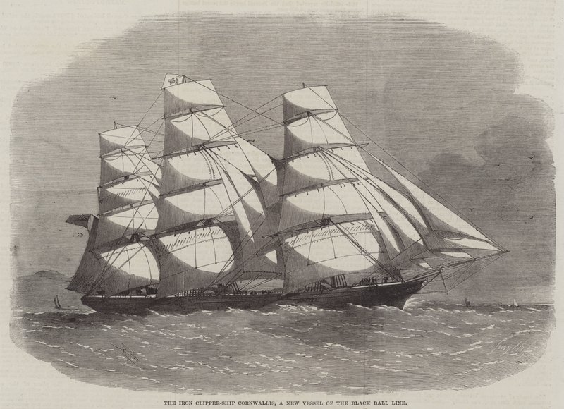 The Iron Clipper-Gemi Cornwallis, Black Ball Hattının Yeni Gemisi by Edwin Weedon