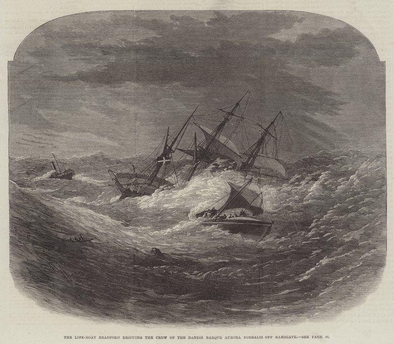 Can-Boat Bradford, Danimarka Barque Aurora Borealis'in Mürettebatını Ramsgate açıklarında kurtarıyor by Edwin Weedon