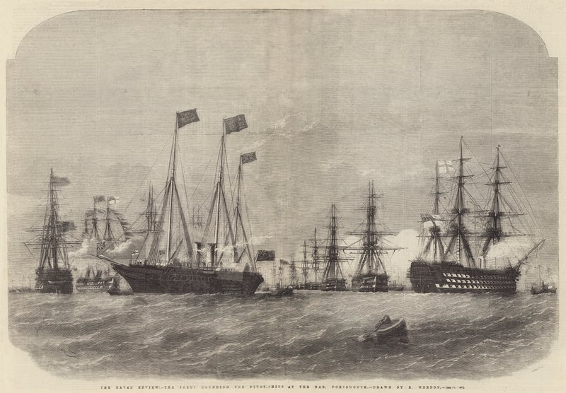 Naval Review, Nab, Portsmouth'taki Pivot-Gemileri çevreleyen Filo by Edwin Weedon