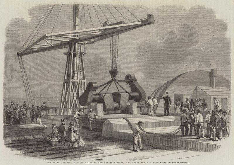 Paddle-Motorları için Büyük Doğu Şaftına binen Patent Derrick by Edwin Weedon