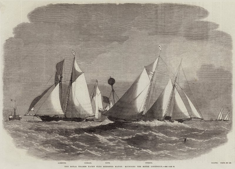 Mouse Lightship'i çevreleyen Royal Thames Yat Kulübü Schooner Maçı by Edwin Weedon