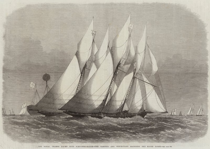Royal Thames Yat Kulübü Schooner-Match, Fare Işığını çevreleyen Cambria ve Cadılık by Edwin Weedon