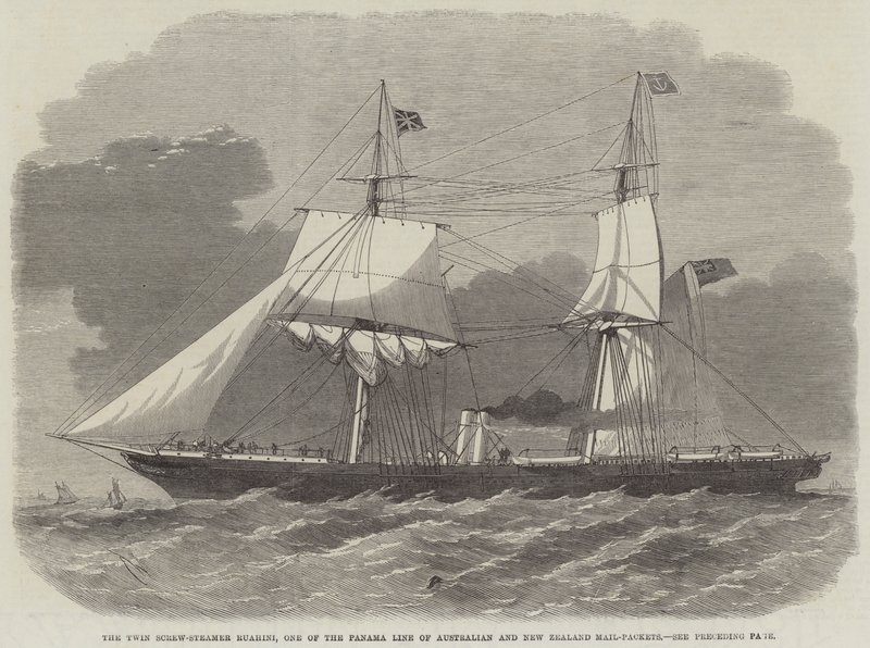 Çift Vidalı Vapur Ruahini, Panama Avustralya ve Yeni Zelanda Posta Paketlerinden Biri by Edwin Weedon