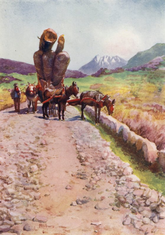 Korsika: Kereste çeken katırlar (renkli taş) by Edwin Arthur Norbury