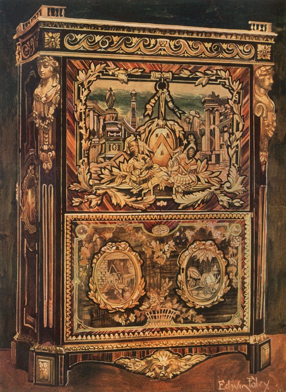 Dökme, Kovalanmış ve Yaldızlı Bronz Binekler ile Çeşitli Ormanlarda Kakma Dik Sekreter by Edwin John Foley