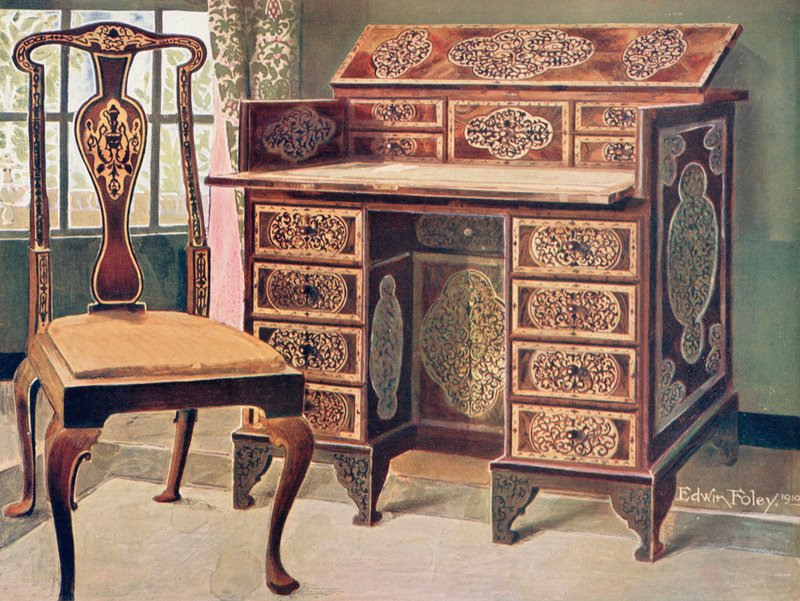 Ceviz İşlemeli Yazı Masası by Edwin John Foley
