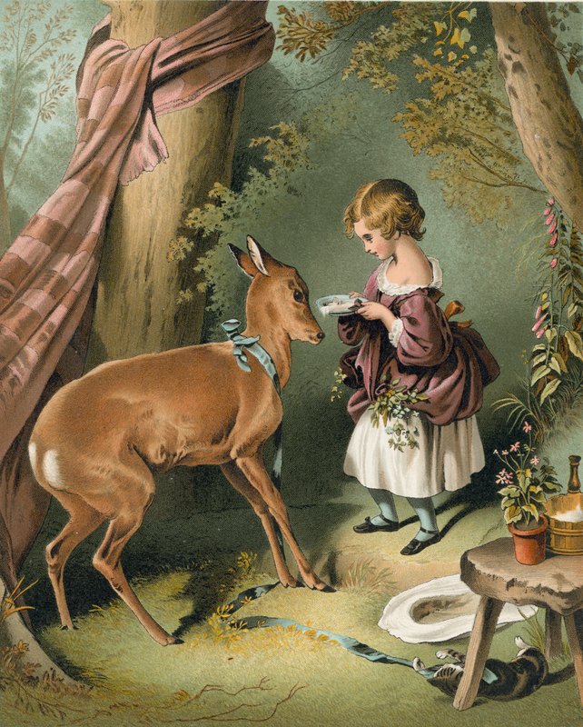 Geyik besleyen kız by Edwin Landseer
