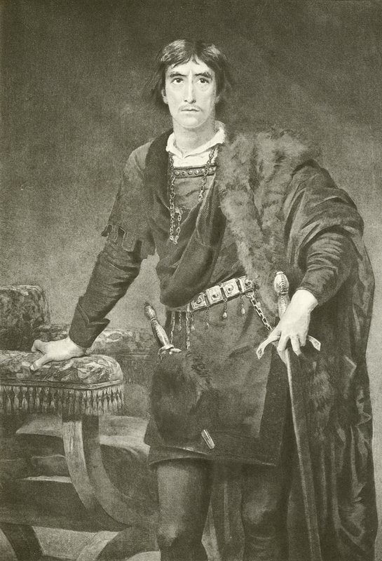Bay Henry Irving Hamlet olarak (gravür) by Edwin Longsden Long