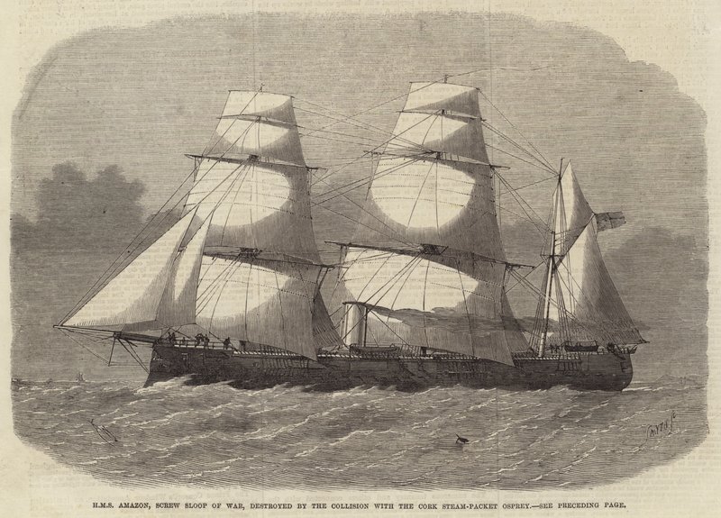 HMS Amazon, Screw Sloop of War, Cork Steam-Packet Osprey ile Çarpışma tarafından yok edildi by Edwin Weedon