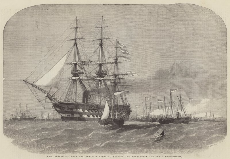 HMS Colossus, Gun-Boat Flotilla ile Portland'a gitmek için Anabank'tan ayrılıyor by Edwin Weedon