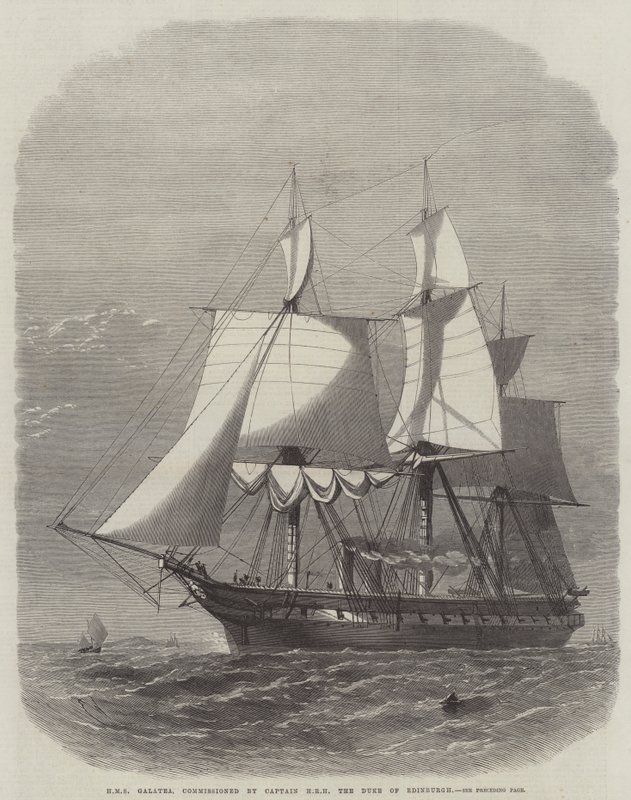 Kaptan HRH Edinburgh Dükü tarafından görevlendirilen HMS Galatea by Edwin Weedon