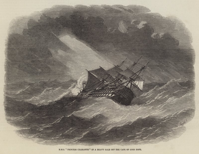 HMS Prenses Charlotte Ümit Burnu Açıklarında Şiddetli Bir Fırtınada by Edwin Weedon