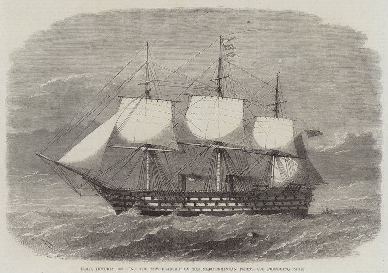 HMS Victoria, 102 Guns, Akdeniz Filosunun Yeni Amiral Gemisi by Edwin Weedon