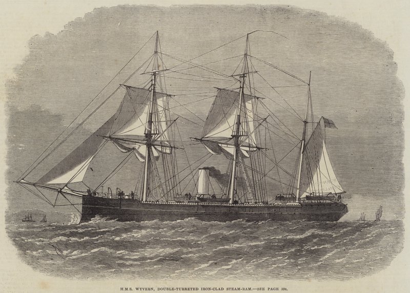 HMS Wyvern, Çift Taretli Demir Kaplı Buharlı Ram by Edwin Weedon