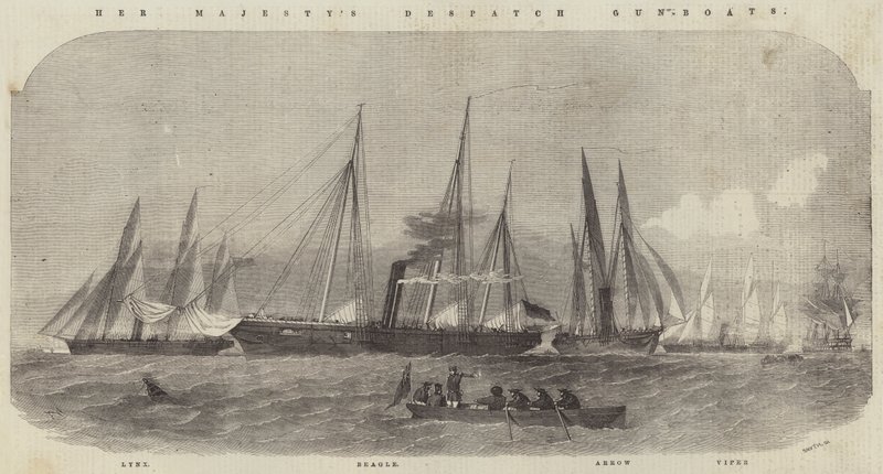 Majestelerinin Gönderi Topları, Vaşak, Beagle, Arrow ve Viper by Edwin Weedon
