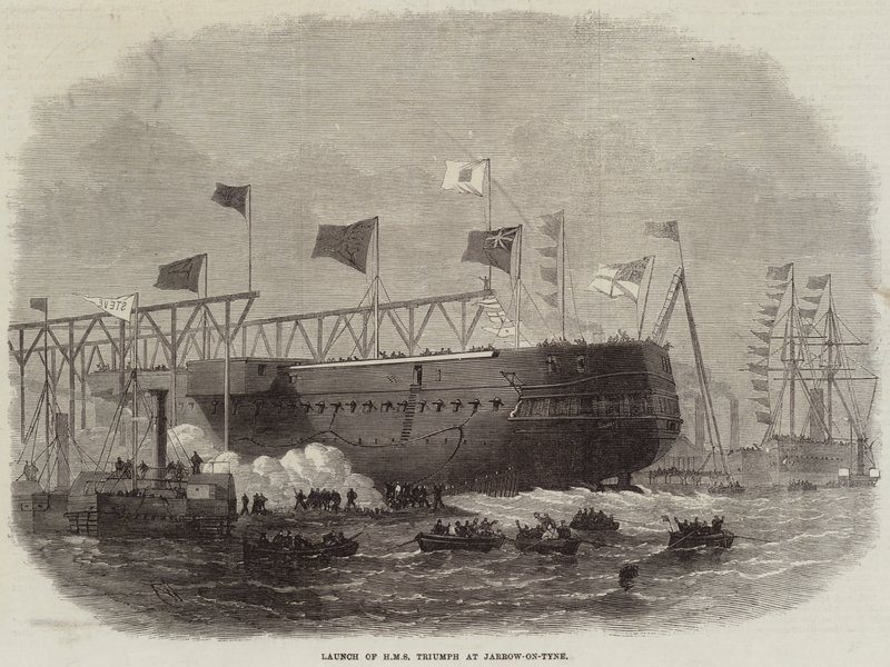 Jarrow-on-Tyne'de HMS Triumph Lansmanı by Edwin Weedon