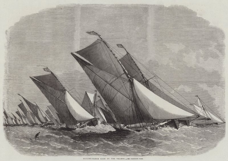 Thames Nehrinde Yelkenli-Mavna Yarışı by Edwin Weedon