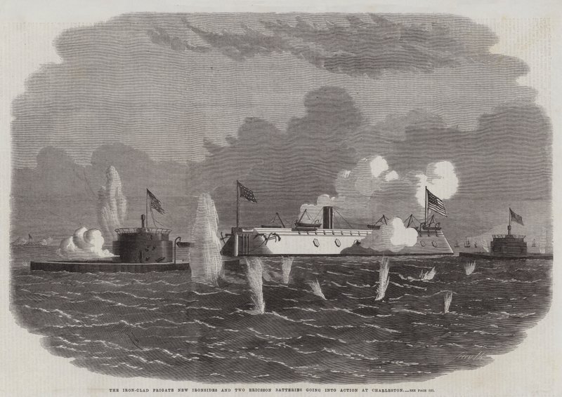 Demir Kaplı Fırkateyn Yeni Ironsides ve İki Ericsson Pili Charleston