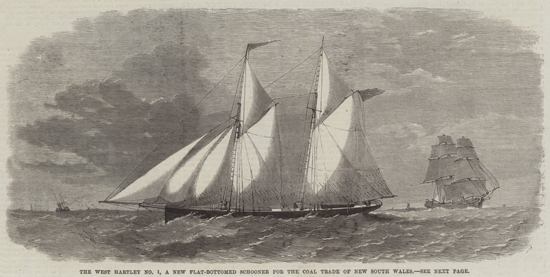 West Hartley No 1, Yeni Güney Galler Kömür Ticareti için Yeni Düz Tabanlı Bir Schooner by Edwin Weedon