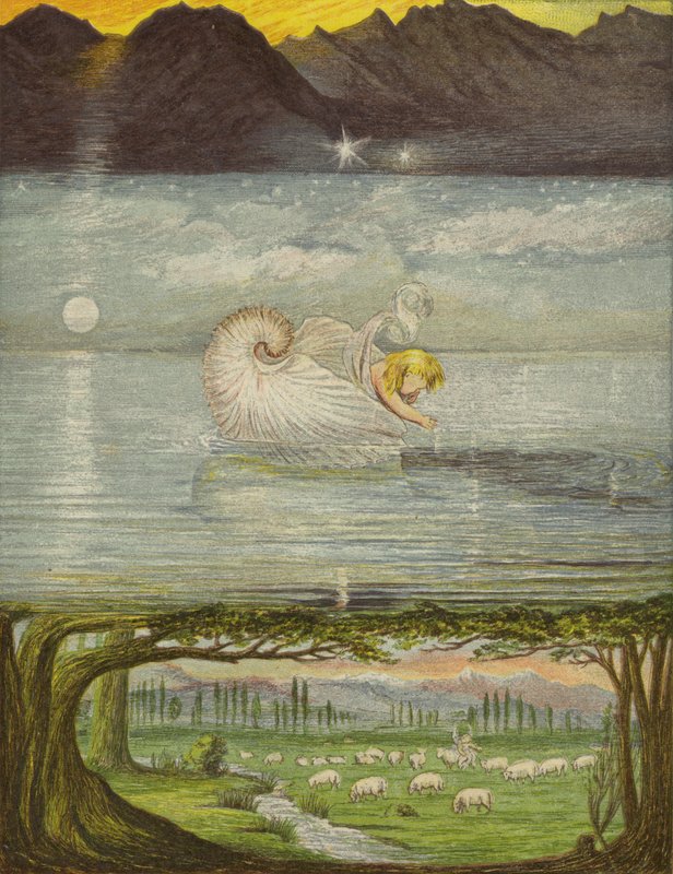 Büyük, harika bir suda altın bir tekne (renkli taş) by Eleanor Fortescue Brickdale