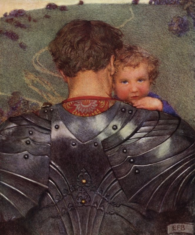 Tarlada bir aslan olsa da, Sırasıyla bir kuzu bulacaksın (renkli taş) by Eleanor Fortescue Brickdale