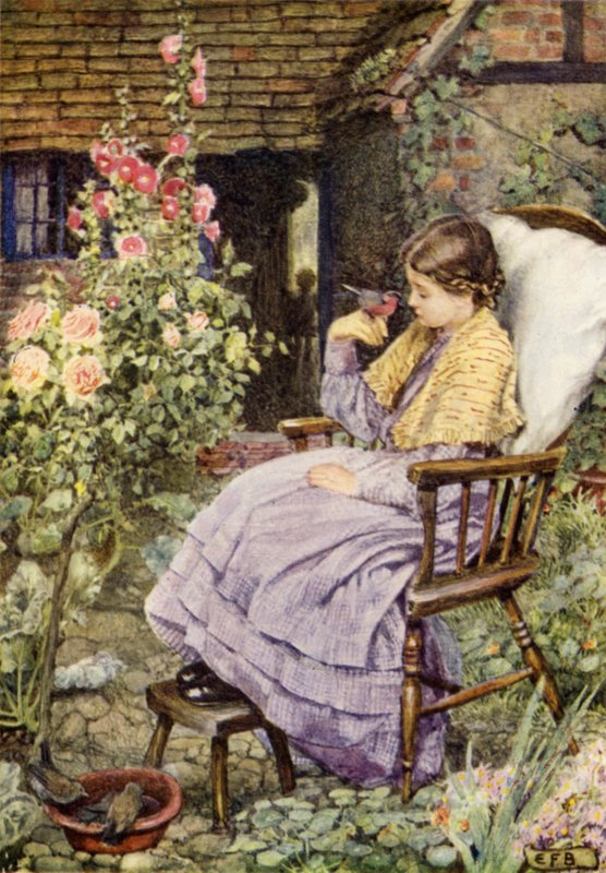"Fakat Kuşların Sesleri nedir... Sözcükler, Bizim Sözlerimiz?" (renkli taş) by Eleanor Fortescue Brickdale