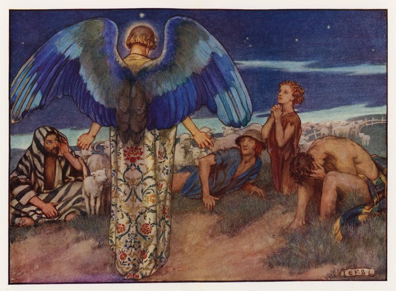 Carols: Çobanlar İzlerken (renkli taş) by Eleanor Fortescue Brickdale