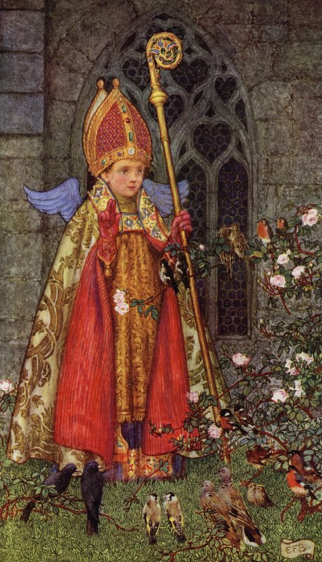 Selam, Piskopos Valentine, bugün kimin günü! Tüm hava senin piskoposluğun, Ve tüm cıvıl cıvıl… (renkli taş) by Eleanor Fortescue Brickdale