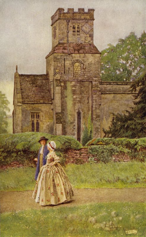 Vaaz zamanında kiliseden ayrılıyorum (renkli taş) by Eleanor Fortescue Brickdale