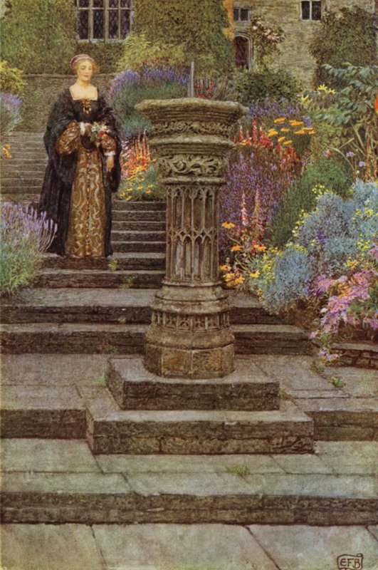 Buradaki bahçe ihtişamları gibi Senin çiçekli-tatlı benzerliklerin (renkli litho) by Eleanor Fortescue Brickdale
