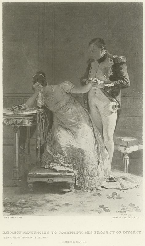 Napoleon announcing to Josephine his project of divorce (gravure) by Eleuterio Pagliano