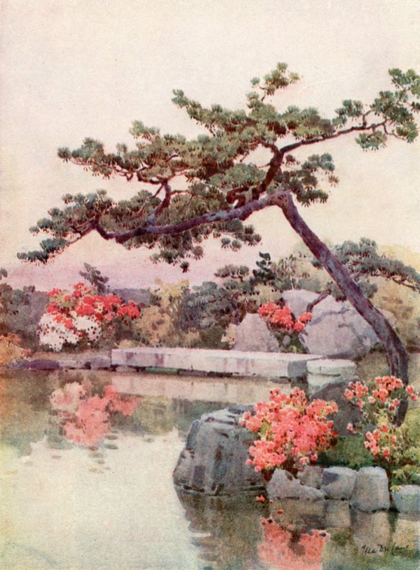 Kyoto Bahçesindeki Açelyalar (renkli taş) by Ella Du Cane