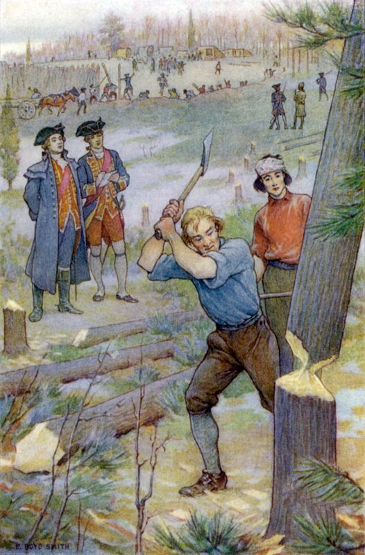 Baltalarımız... ağaçları kesmek için hemen harekete geçti. by Elmer Boyd Smith