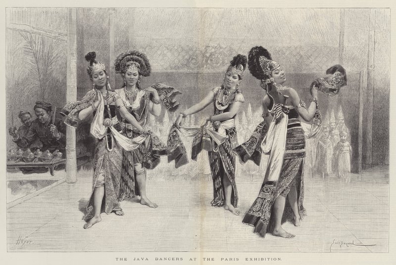 Java Dansçıları Paris Sergisinde by Emile Antoine Bayard