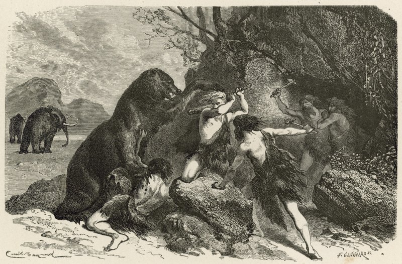 Büyük ayı ve mamut zamanındaki adam by Emile Antoine Bayard