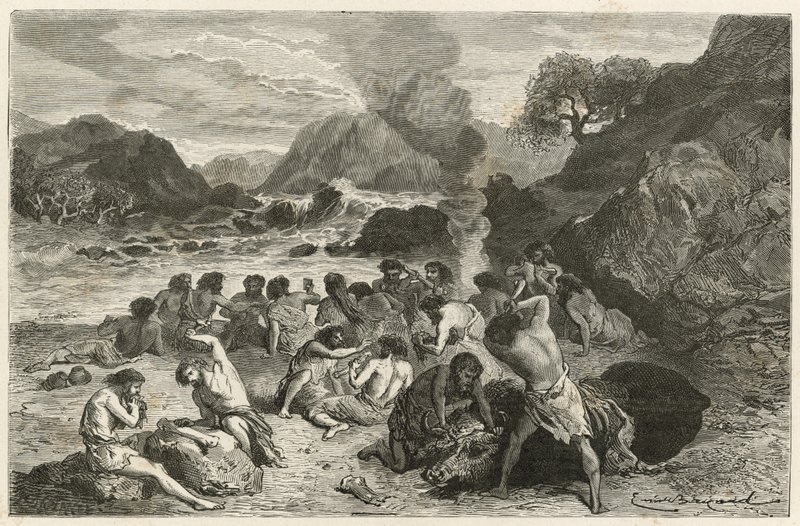 Ren geyiği zamanında bir şölen by Emile Antoine Bayard