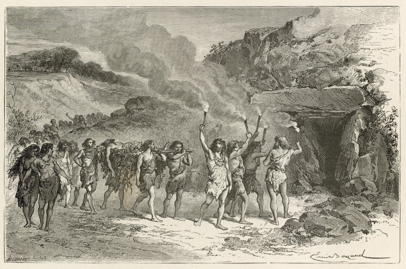 Ren geyiği zamanında cenaze töreni by Emile Antoine Bayard