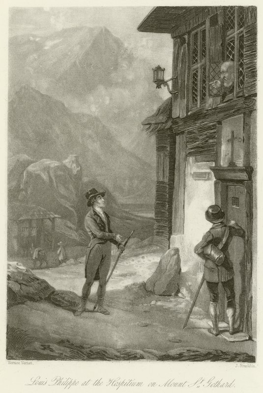 Louis Philippe at the Hospitium on Mount St. Gothard  by Emile Jean Horace Vernet