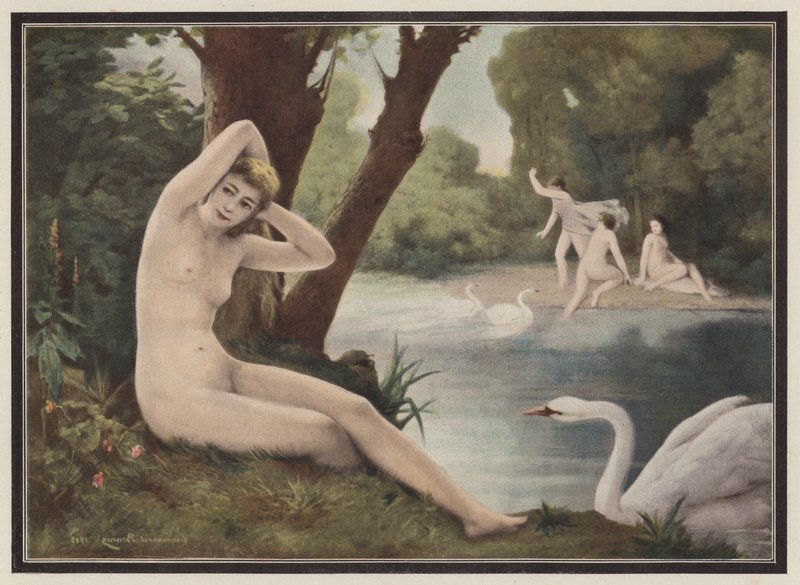 Leda, Yunan mitolojisinden Spartalı prenses (renkli taş) by Emmanuel Benner