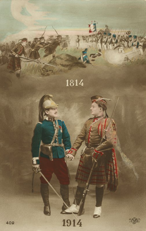Fransızlar ve İskoçlar farklılıkları arkalarına koydular (renkli fotoğraf) by English Photographer